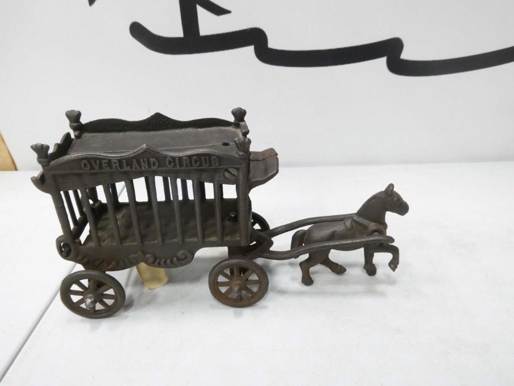 Cast Iron Toy Overland Circus Horse Drawn Wagon: Cast Iron Toy Overland Circus Horse Drawn Wagon