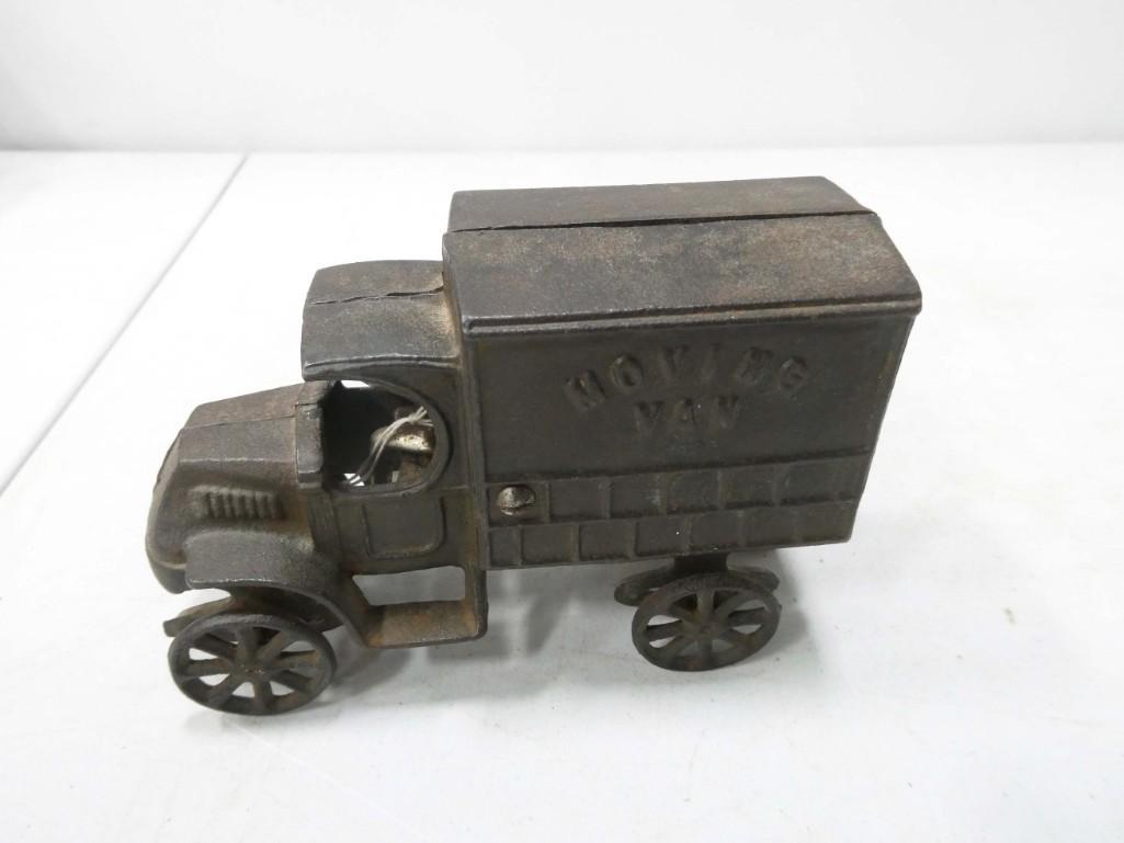 Cast Iron Toy Moving Van with Driver (1 of 5)