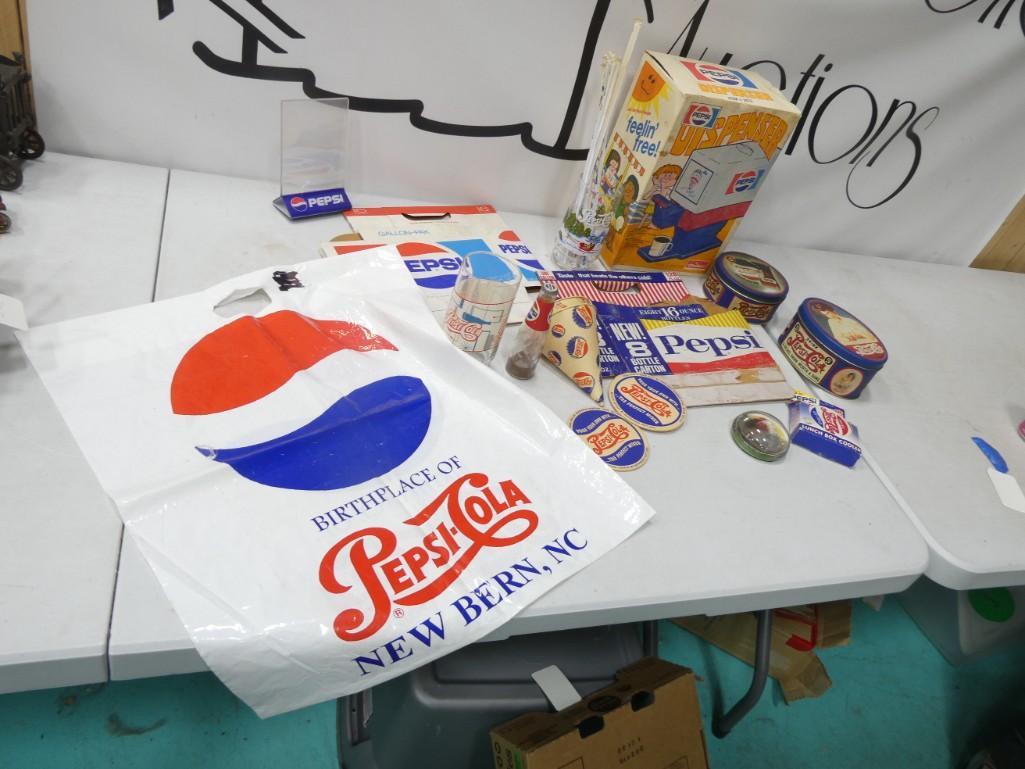 Pepsi Lot incl Vintage Glasses, Dispenser Box, Straws, Containers, Etc (1 of 8)