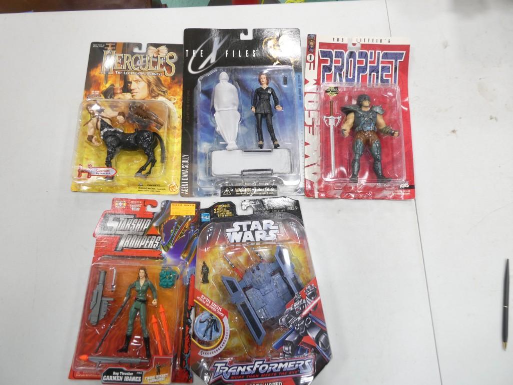 Action Figures incl Star Wars, X Files, Hercules, Starship Troopers, Prophet, All New on Card (1 of 7)