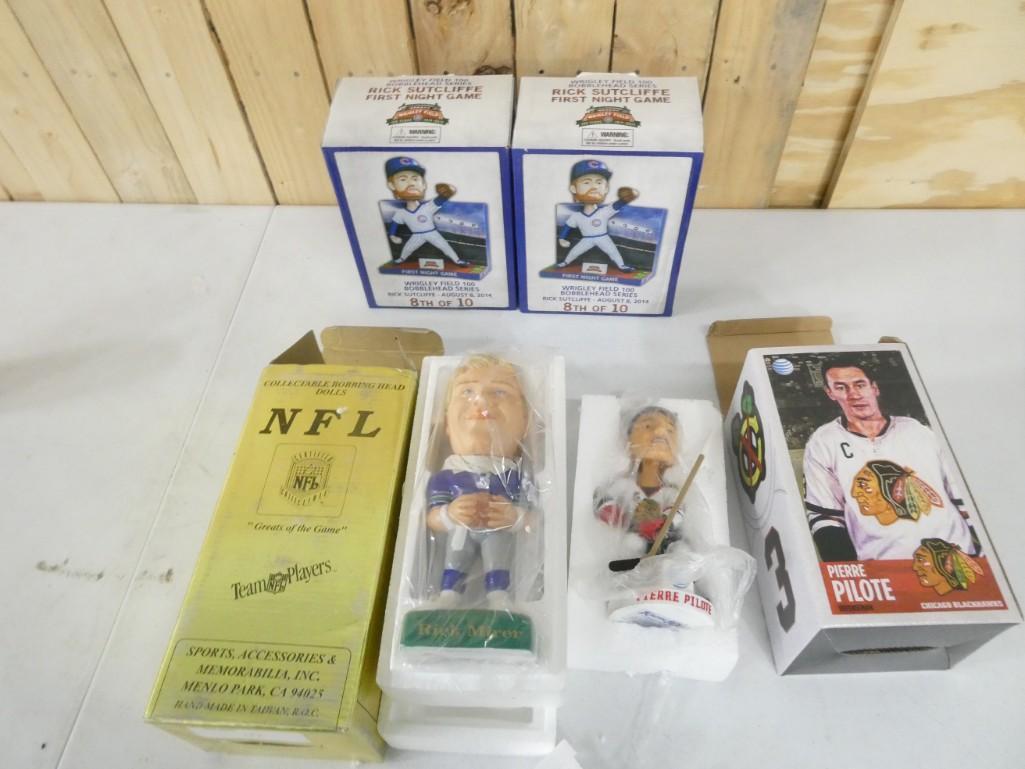 4 Bobbleheads incl 2 Rick Sutcliffe, Rick Mirer, Pierre Pilote (1 of 5)