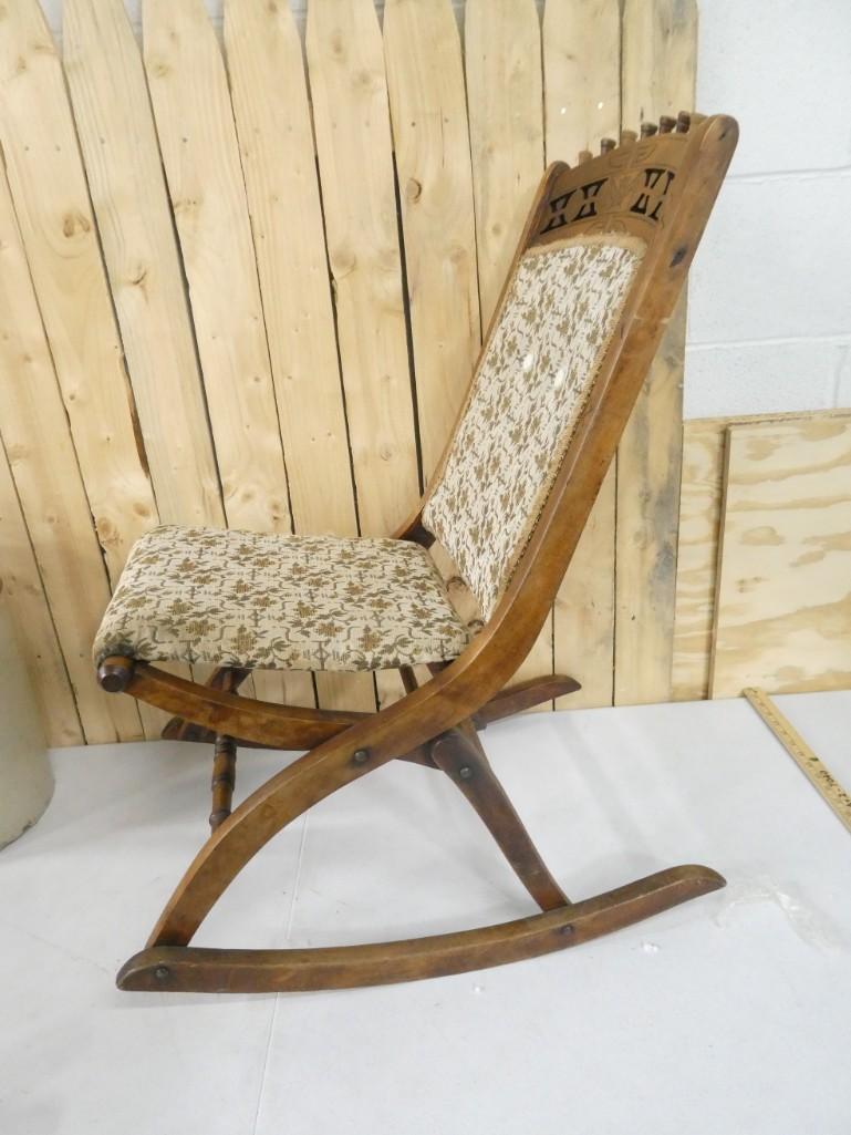 Antique Folding Rocking Chair (1 of 6)