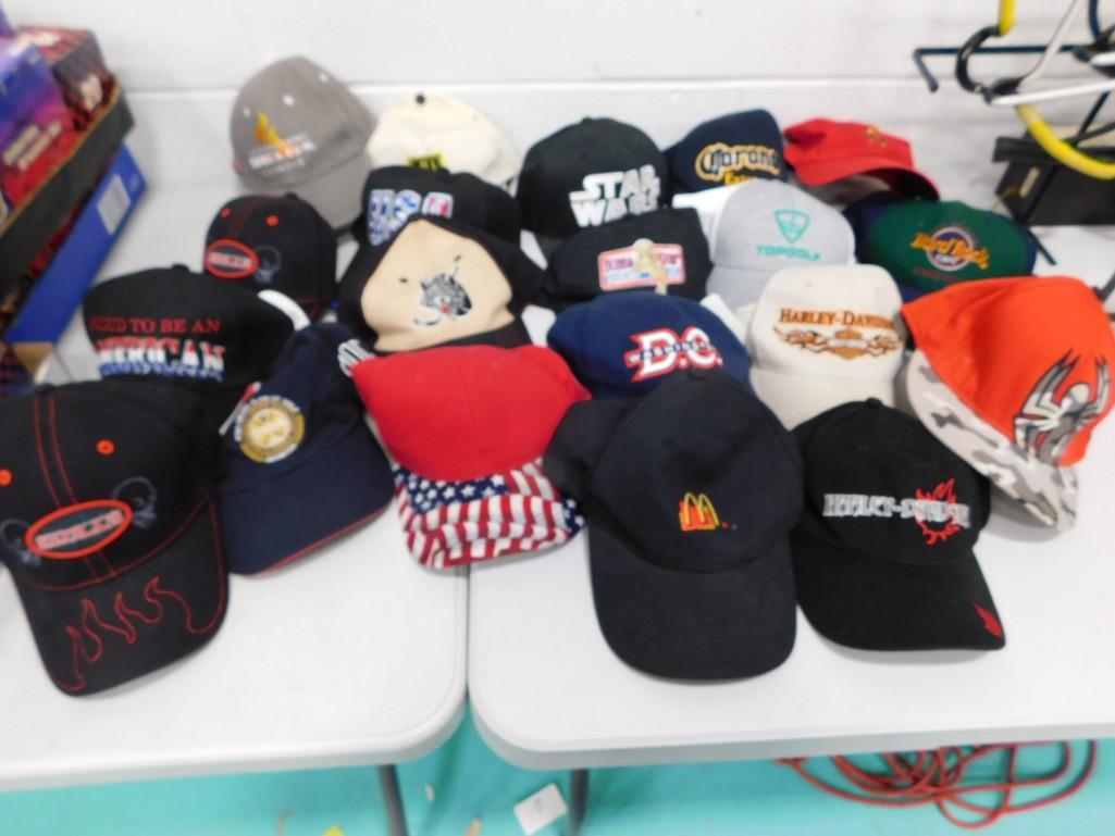Large Lot of Caps or Hats incl Harley Davidson, Star Wars, Hard Rock, etc: Large Lot of Caps or Hats incl Harley Davidson, Star Wars, Hard Rock, etc Condition: The All Pro hat has a small stain on the top. please see all pictures