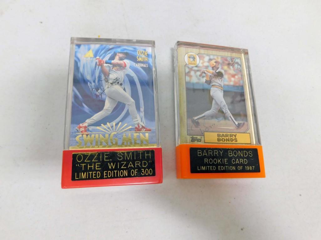 Ozzie Smith and Barry Bonds Autographed and Numbered Baseball Cards (1 of 2)