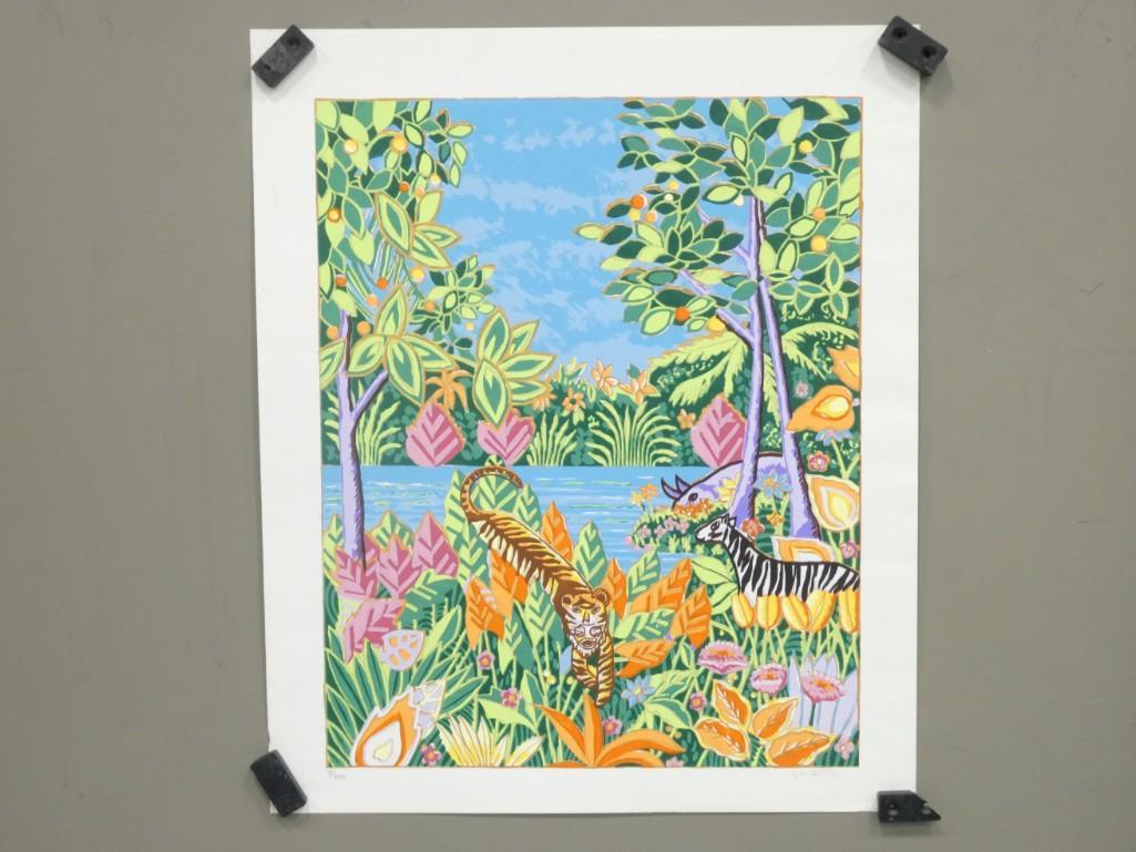 Lloyd Van Pitterson Pencil Signed "Jungle" 1945 4/ 300 Wood Block Print (1 of 4)