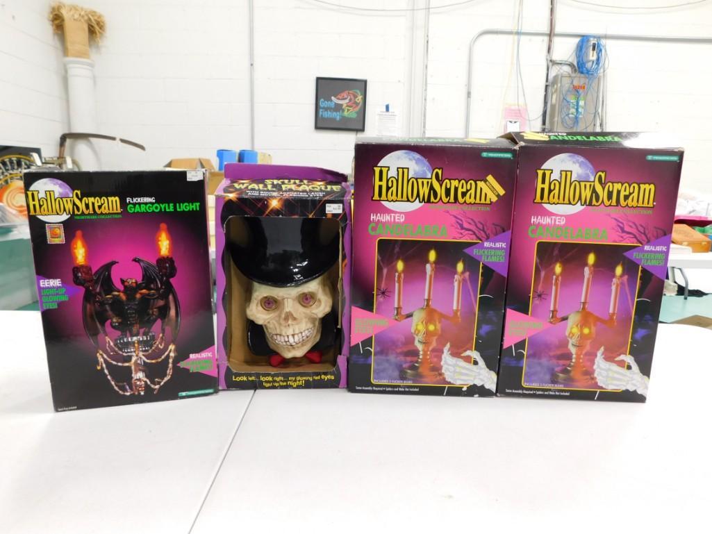 Halloween Decorations incl Skull Wall Plaque, Gargoyle Light, 2 Haunted Candelabra Decorations: Halloween Decorations incl Skull Wall Plaque, Gargoyle Light, 2 Haunted Candelabra Decorations