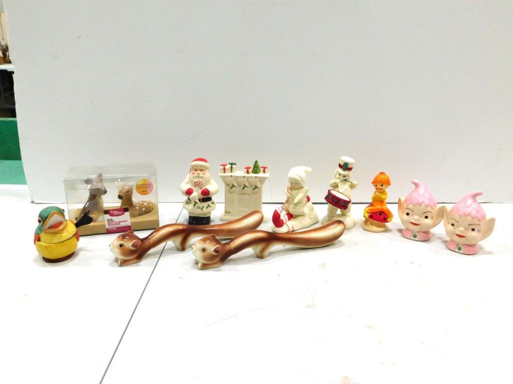Vintage Salt and Pepper Shakers, Figurines, etc incl Vtg 1940s Squirrel Longboy Salt and Pepper Shak (1 of 4)