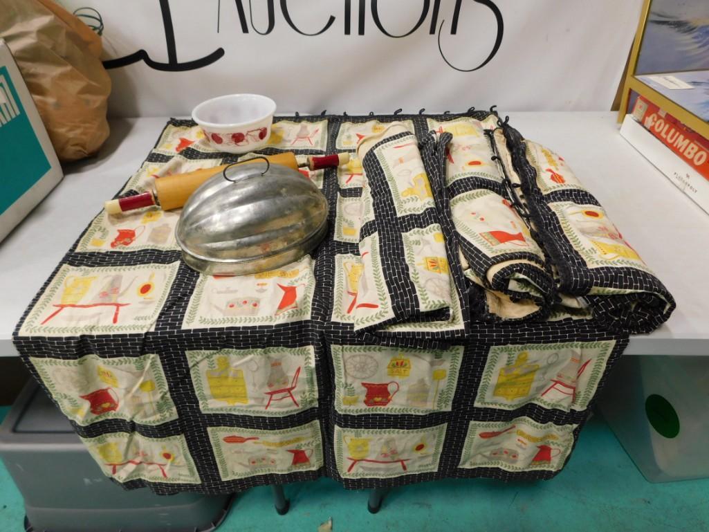 Vintage Kitchen incl Curtains, Jello or Cake Mold, Rolling Pin (1 of 4)