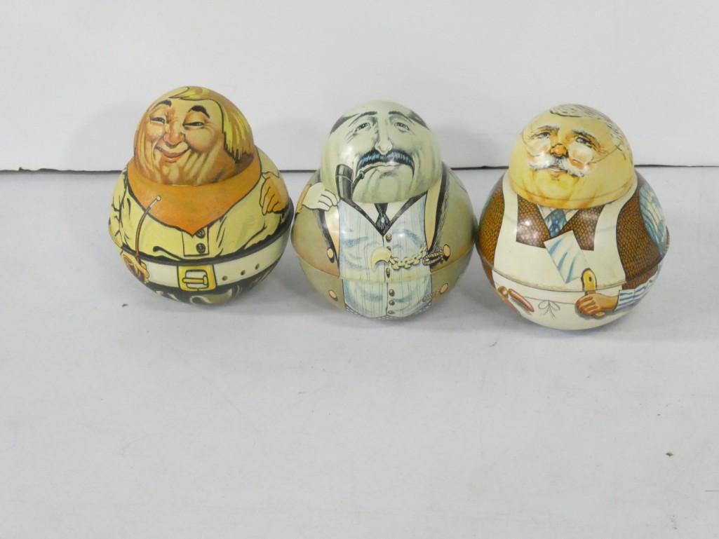 3 Bristal Ware Roly Poly Tobacco Tins incl Cowboy, Business Man, Butcher (1 of 5)