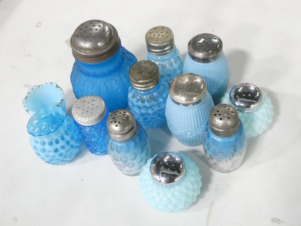 Vintage Blue Glass Shakers, Small Vases, Etc (1 of 8)