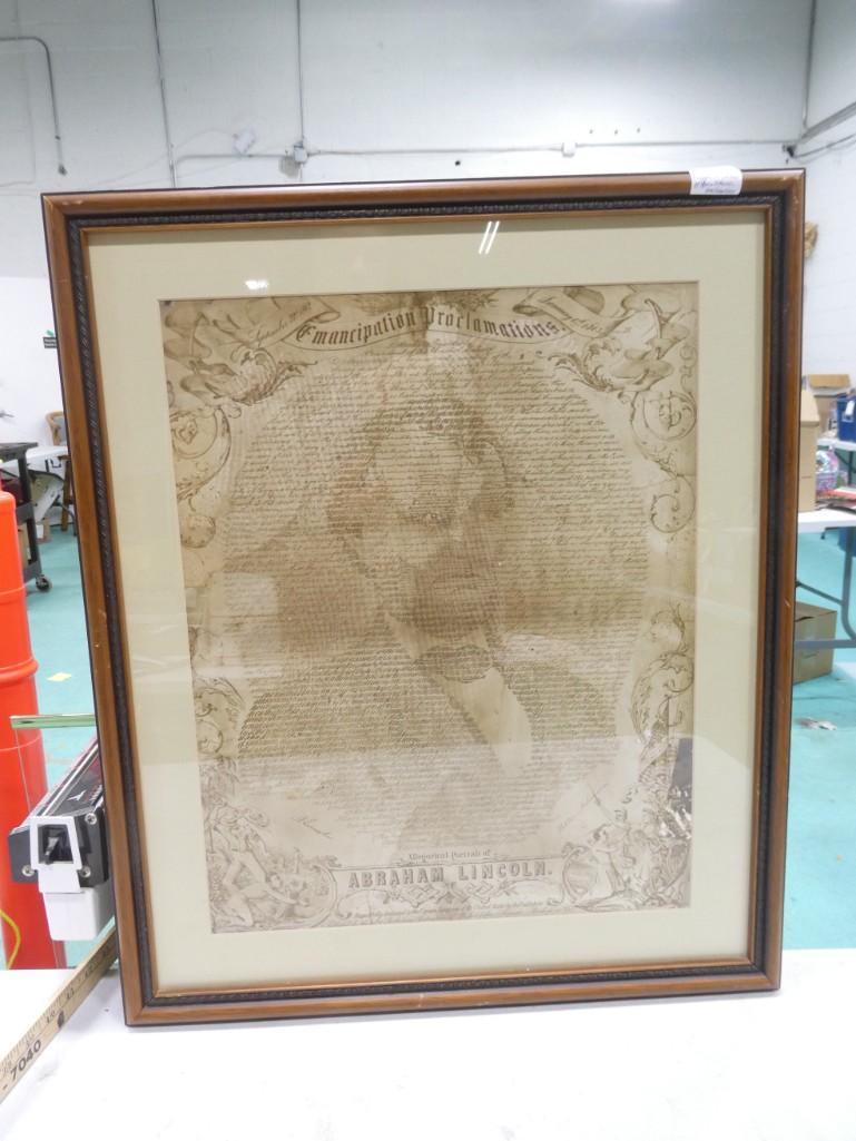 Old Abraham Lincoln Lithograph The Emancipation Proclamation Framed (1 of 6)