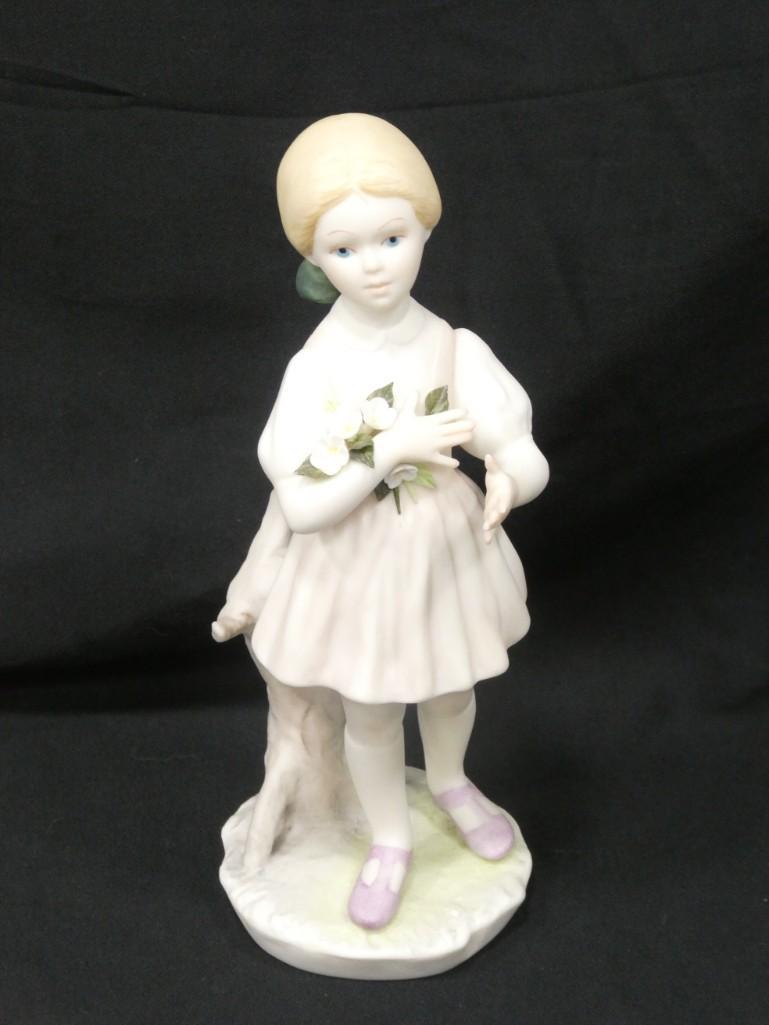 Cybis Porcelain Figurine Girl Holding Flowers: Cybis Porcelain Figurine Girl Holding Flowers