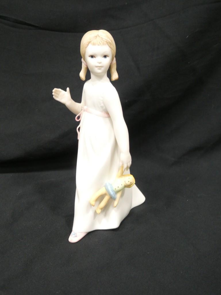 Cybis Porcelain Figurine Girl Holding a Doll: Cybis Porcelain Figurine Girl Holding a Doll
