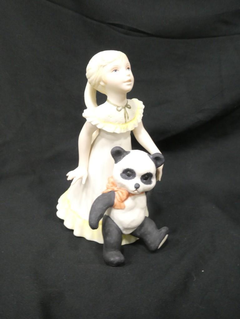 Cybis Goldilocks Porcelain Figurine Girl with Panda Bear: Cybis Goldilocks Porcelain Figurine Girl with Panda Bear