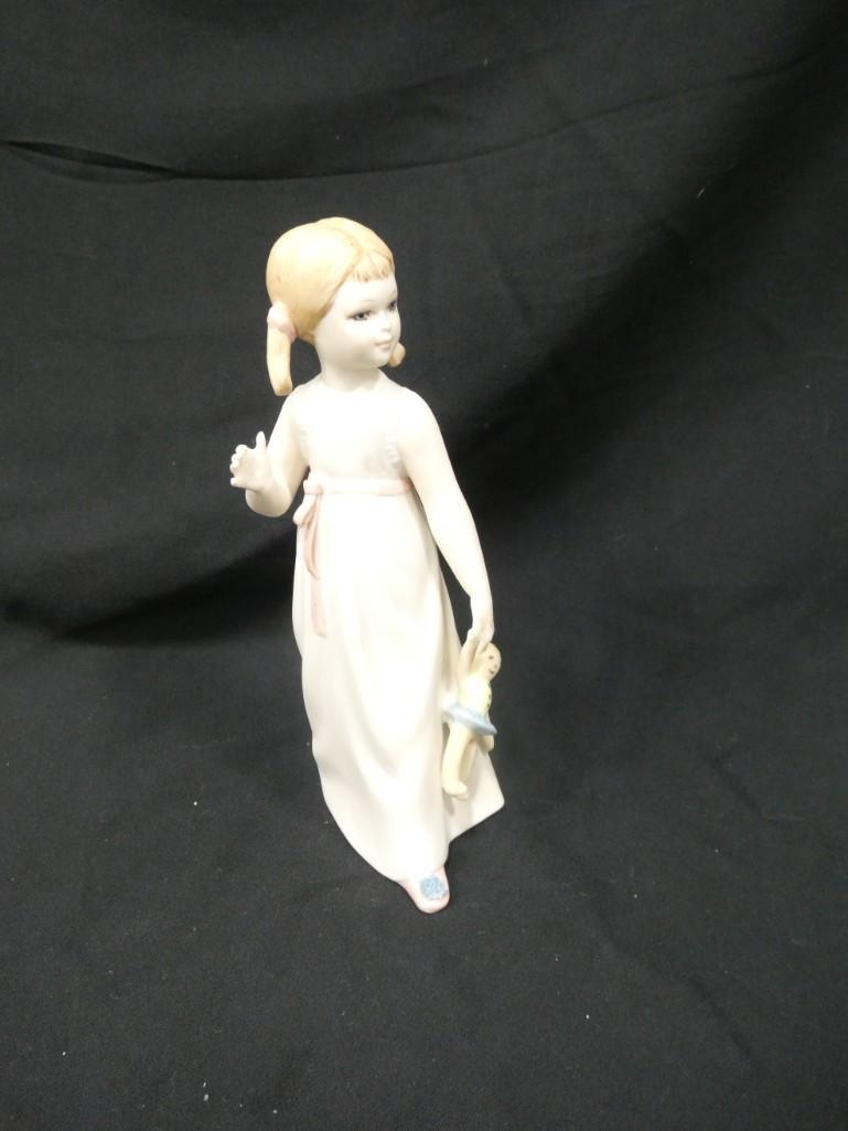 Cybis Porcelain Figurine Girl Holding Doll: Cybis Porcelain Figurine Girl Holding Doll