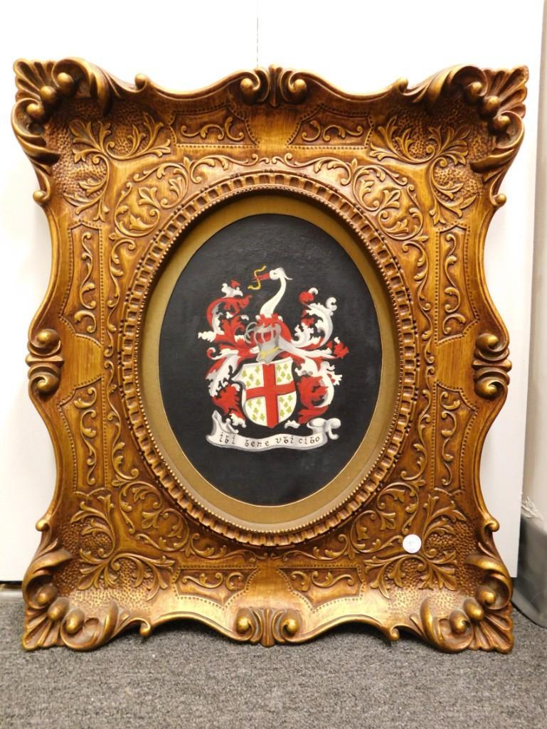 Original Painting of a Crest with an Ornate Frame 19"x22 1/2" (1 of 3)