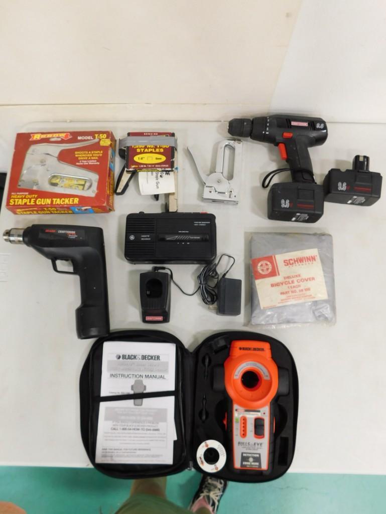 Tool Lot incl Craftsman Drills, Black & Decker Bullseye Stud Finder, Staplers, (1 of 4)