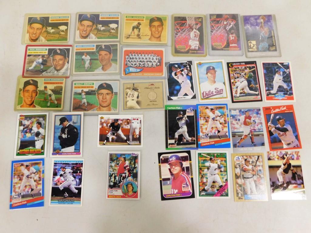 7 Vtg 1950s Topps Chicago White Sox Baseball Cards, Signed Carlton Fisk Card, 1964 Chicago White Sox (1 of 6)
