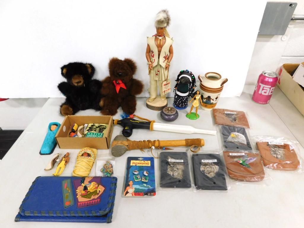 Native American Indian Dolls, Pocahontas, & Beaded Items Lot (1 of 8)