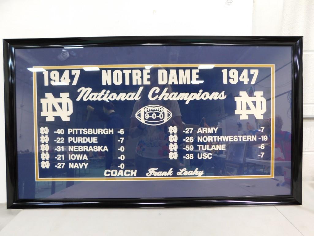 Original 1947 Notre Dame National Championship Banner Framed . Coach was Francis William Leahy 41": Original 1947 Notre Dame National Championship Banner Framed . Coach was Francis William Leahy 41" x 23 1/2"