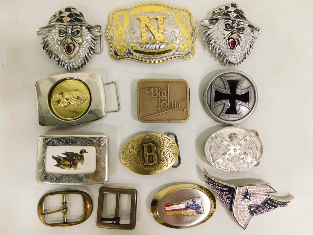 Lot of 13 Belt Buckles incl Locomotive Belt Buckle, Big John, Mallard Ducks, etc (1 of 5)