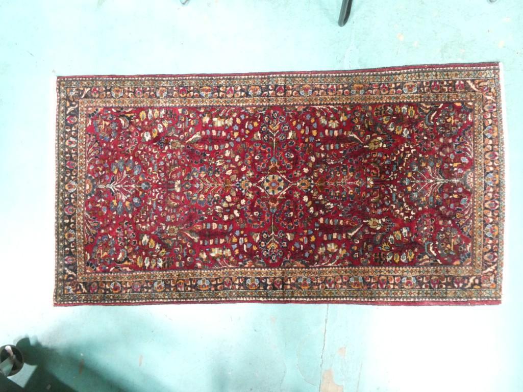 Persian Rug Woven with Intricate Design Label on the Back 58" x 30": Persian Rug Woven with Intricate Design Label on the Back 58" x 30" Made in Iran