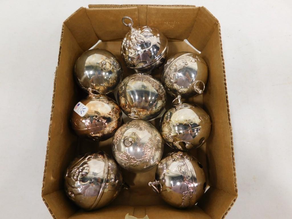 Lot of Sleigh Bell Christmas Ornaments incl Wallace Silversmiths: Lot of Sleigh Bell Christmas Ornaments incl Wallace Silversmiths . No boxes.