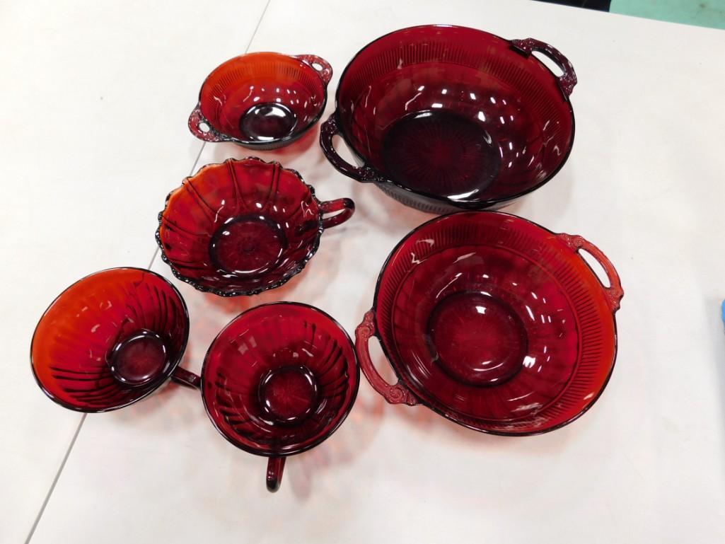 Vintage Red Glassware incl Anchor Hocking Oyster and Pearl, Coronation Royal Ruby, etc (1 of 5)