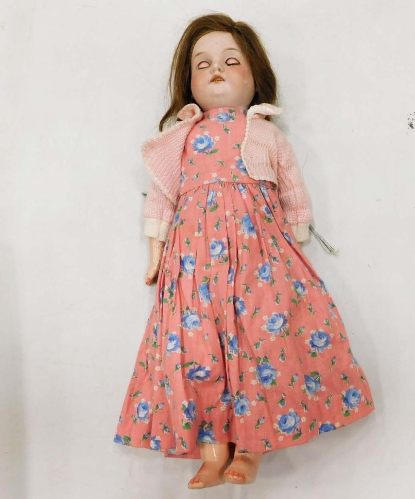 Antique Armand Marseille German Doll with Bisque Head, Sleep Eyes, Open Mouth with Teeth: Antique Armand Marseille German Doll with Bisque Head, Sleep Eyes, Open Mouth with Teeth. Appears to be marked 370 AM 210 D.E.P. on the back . Eyes open and close. 1 hand has some damage. Please see a