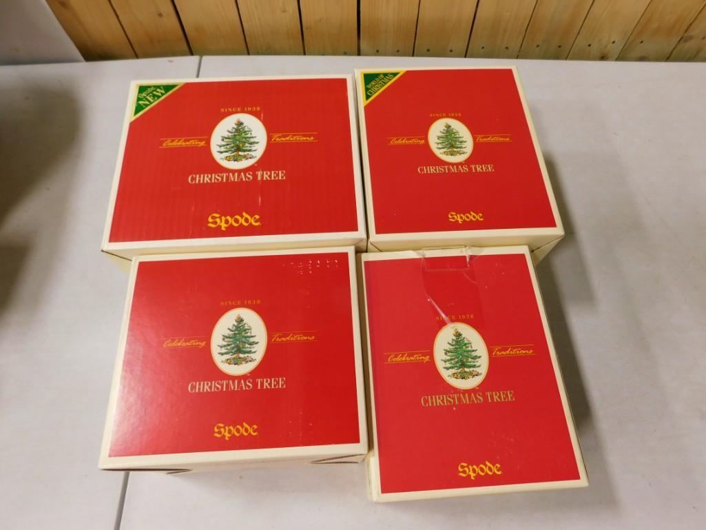 4 Spode Christmas Tree Village Votive Holders incl 7" Sweet Shop Votive, (1 of 2)