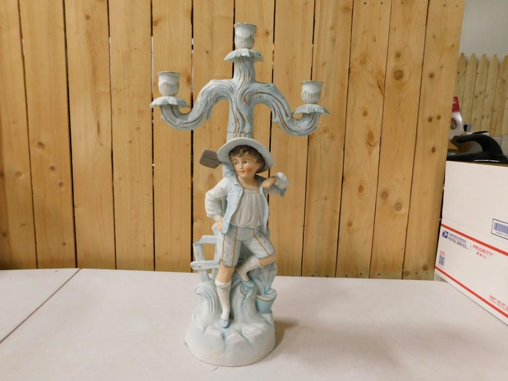 Large Porcelain Figural Candlestick Holder: Large Porcelain Figural Candlestick Holder