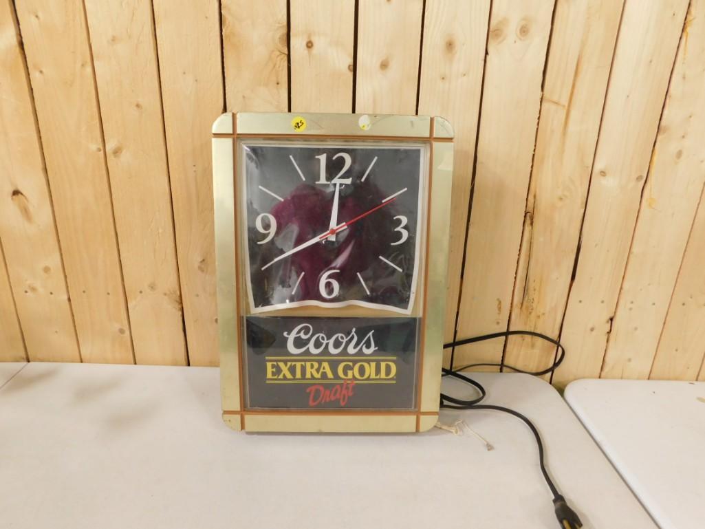 Vintage Coors Extra Gold Light Clock - it works (1 of 4)
