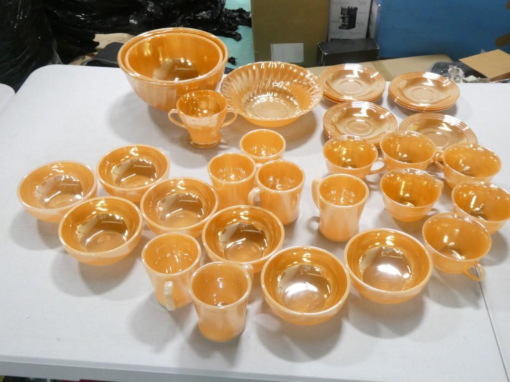 Lot of Fire King Peach Lustre Various Patterns Approx 34 pieces (1 of 8)