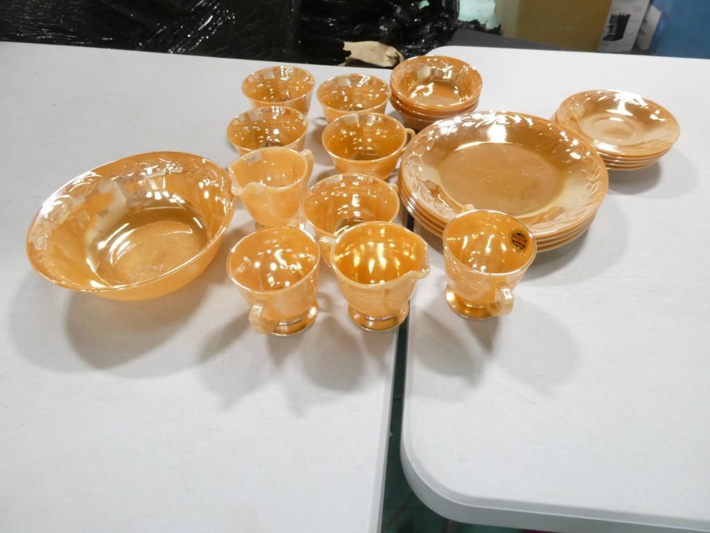 Lot of Fire King Peach Lustre Laurel Pattern approx 23 pieces (1 of 7)