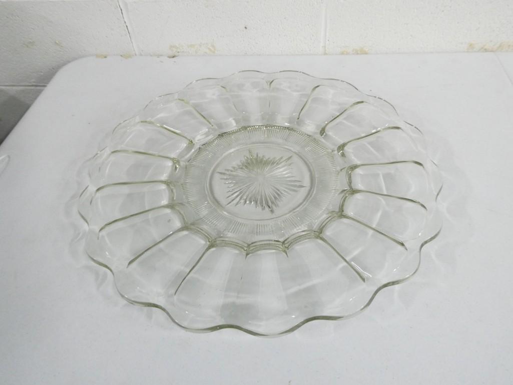 Huge 20" Glass Platter or Cake Plate: Huge 20" Glass Platter or Cake Plate