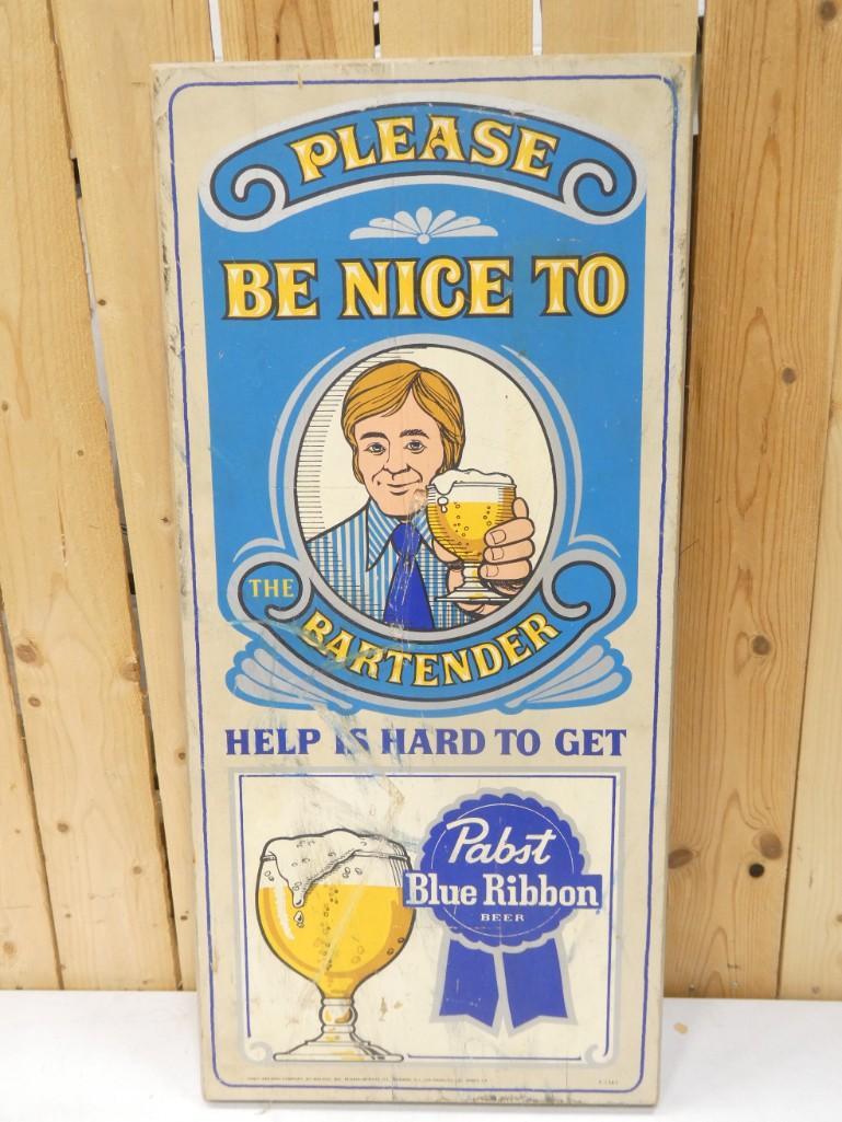 超希少‼︎Blue Ribbon BEER木製看板 Pabst Blue Ribbon 