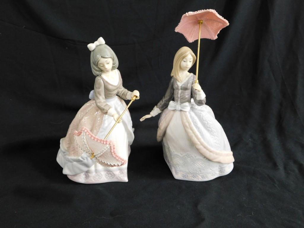 2 Lladro Figurines incl 5210 Jolie and 5211 Angela Woman with Parasol or Umbrella (1 of 8)