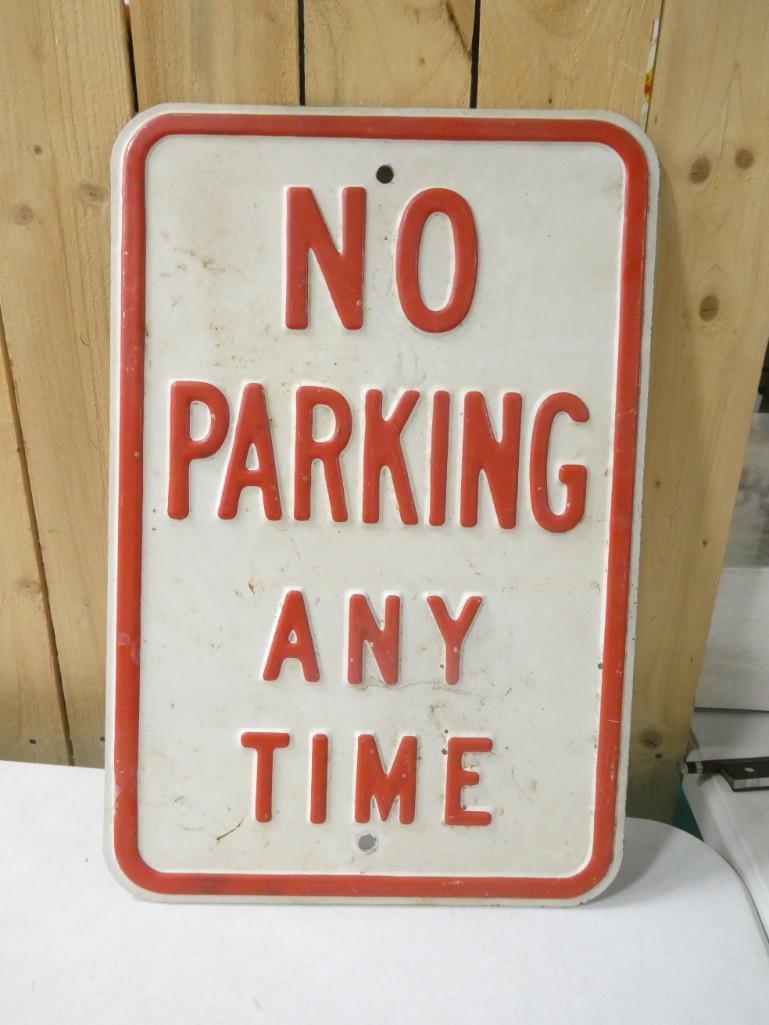 Vintage No Parking Any Time Sign Embossed Metal 12"x18" (1 of 3)