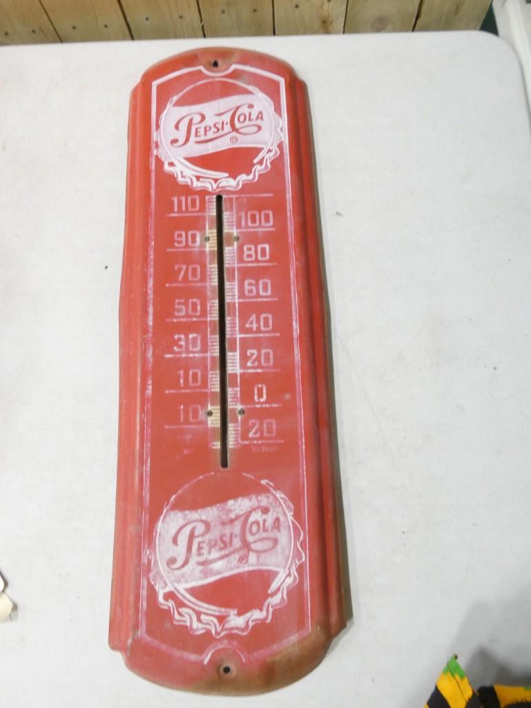Vintage Pepsi Cola Metal Advertising Sign Missing the Thermometer (1 of 4)