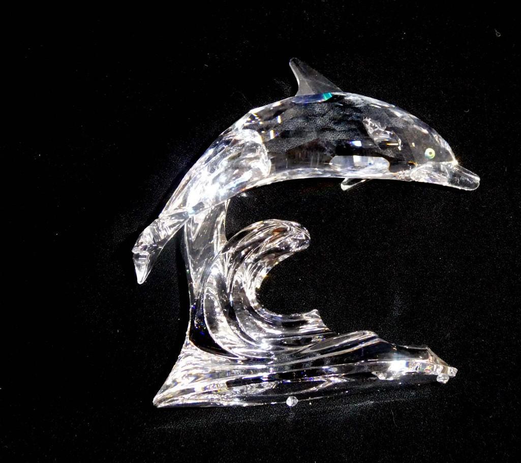 Large Swarovski Crystal Dolphin with Original Box and Packaging Approx 3 1/2" Tall (1 of 6)