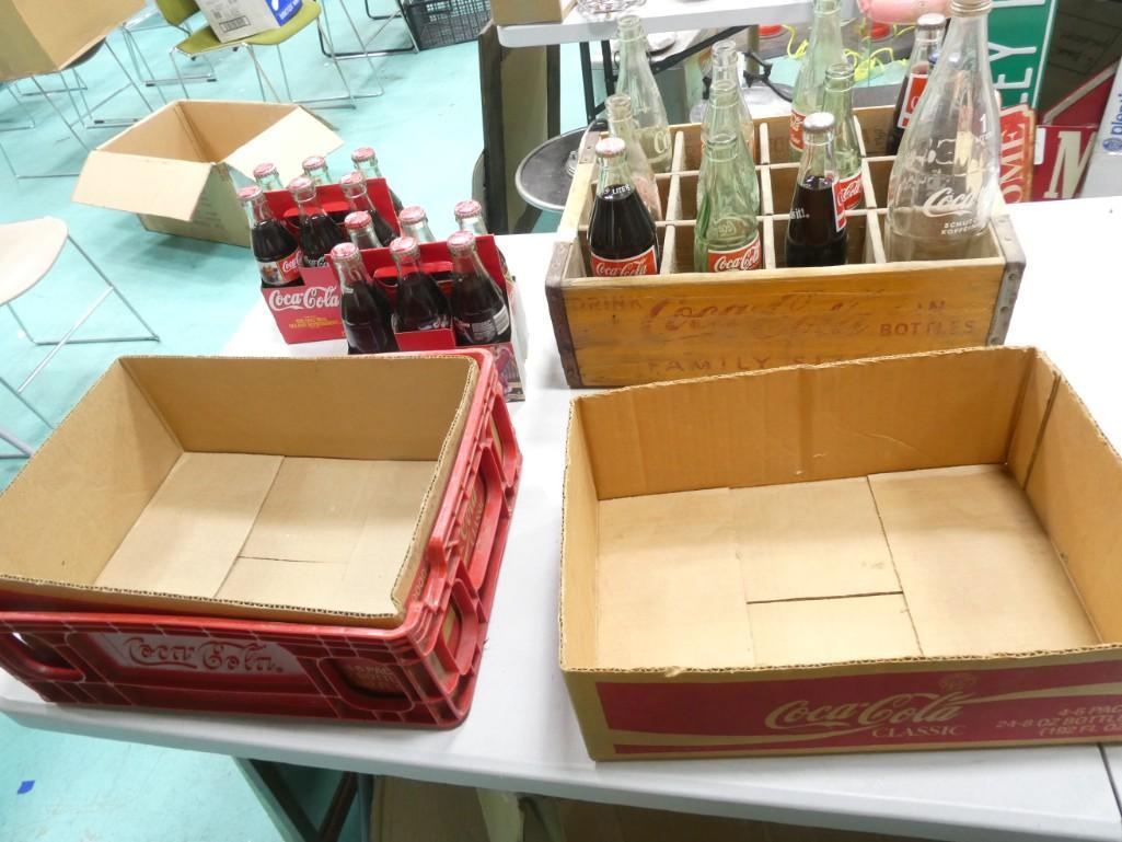 Coca Cola Lot with Vintage Wood Coca Cola Crate, Bottles, Plastic Coca Cola Crate, Etc (1 of 6)