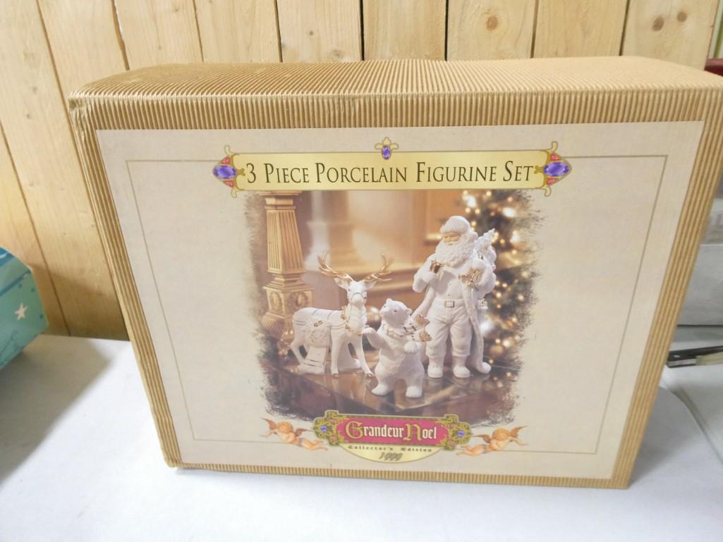 Grandeur Noel 3 pc Porcelain Figurine Set 1999 Collector's Edition (1 of 4)