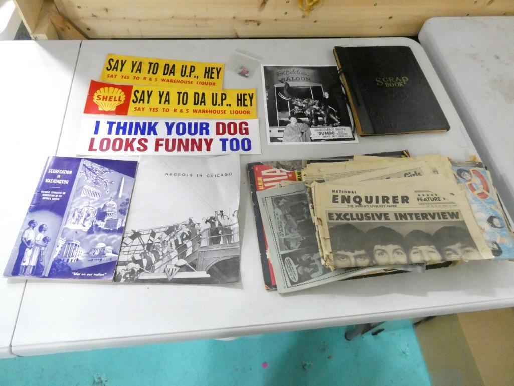 Vintage Ephemera Lot Bumper Stickers, Desegregation Pamphlet, The Beatles Magazines, a Scrapbook, et (1 of 11)