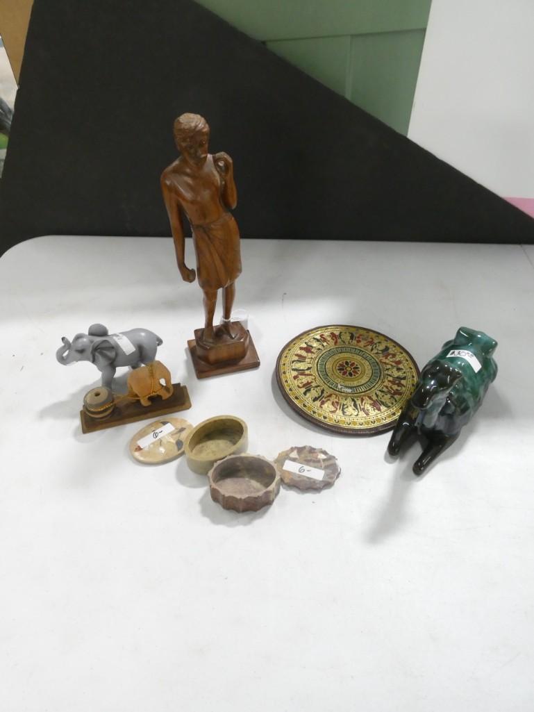 Lot of Smalls incl Ceramic Camel, Carved Stone Trinket Boxes, Elephants, Etc (1 of 8)