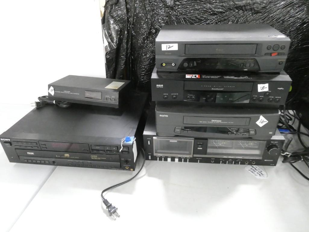 Electronics Lot incl VCRs, Stereo Components, 5 Disk Changer, Etc.  incl Sony, Sanyo, RCA, Fisher, e (1 of 7)