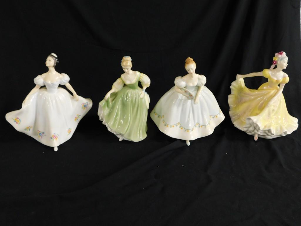 4 Royal Doulton Porcelain Figurines incl Ninette HN 2379 Copr 1970, First Dance HN2803, (1 of 10)