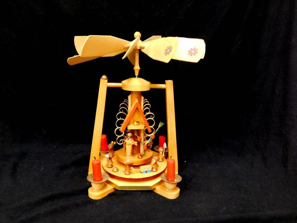 Vintage Original Erzgebirge Expertic Christmas Pyramid Spinner Windmill Carousel Candle Holder (1 of 4)