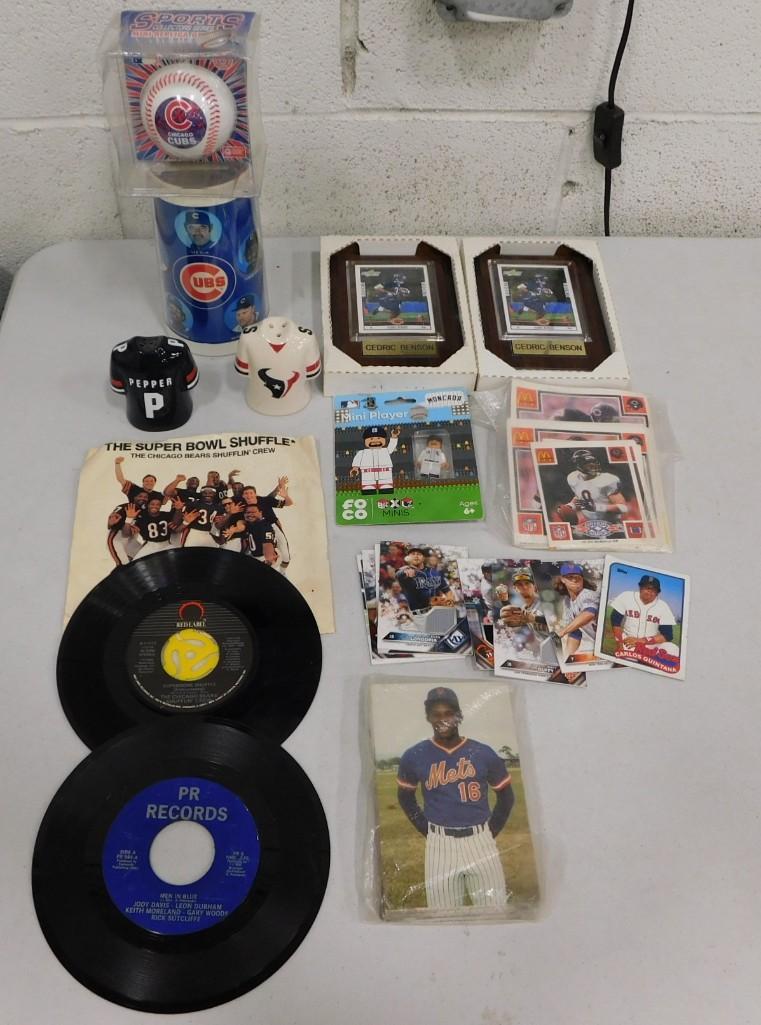 Sports Lot including Superbowl Shuffle, Cards, Salt and Pepper Shakers, Ball, Mug, etc.: Sports Lot including Superbowl Shuffle, Cards, Salt and Pepper Shakers, Ball, Mug, etc.