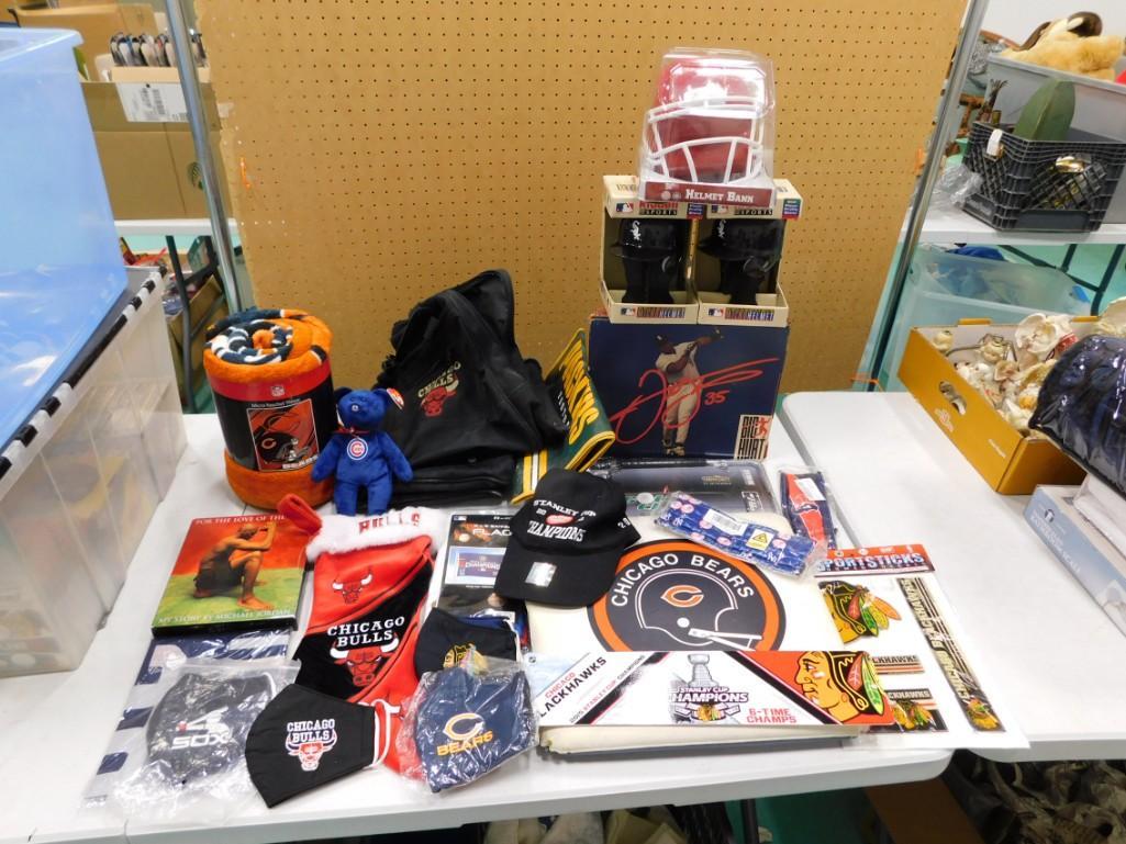 Large Assorted Sports lot including Chicago teams - Bulls, Cubs, Bears (1 of 5)