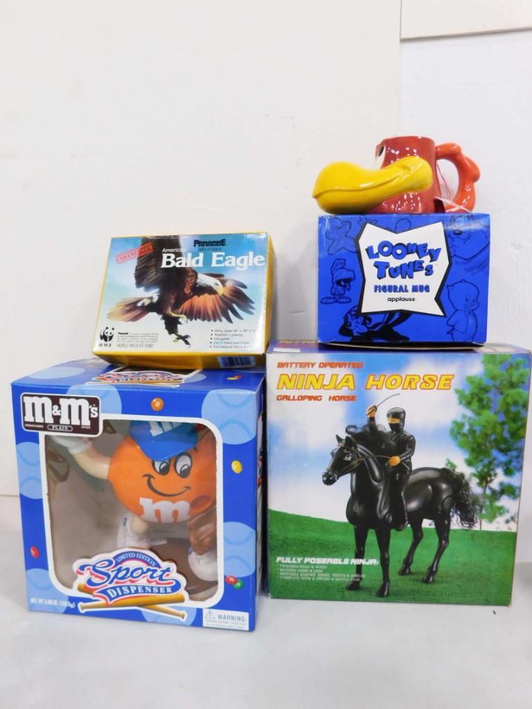 M&Ms Baseball Sport Dispenser, Ninja Horse NIB, Looney Tunes Foghorn Leghorn Mug NIB, Eagle Puzzle (1 of 4)